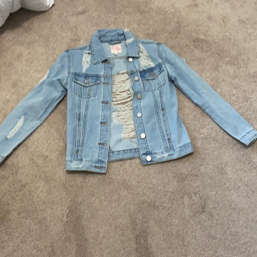 girls ripped jean jacket